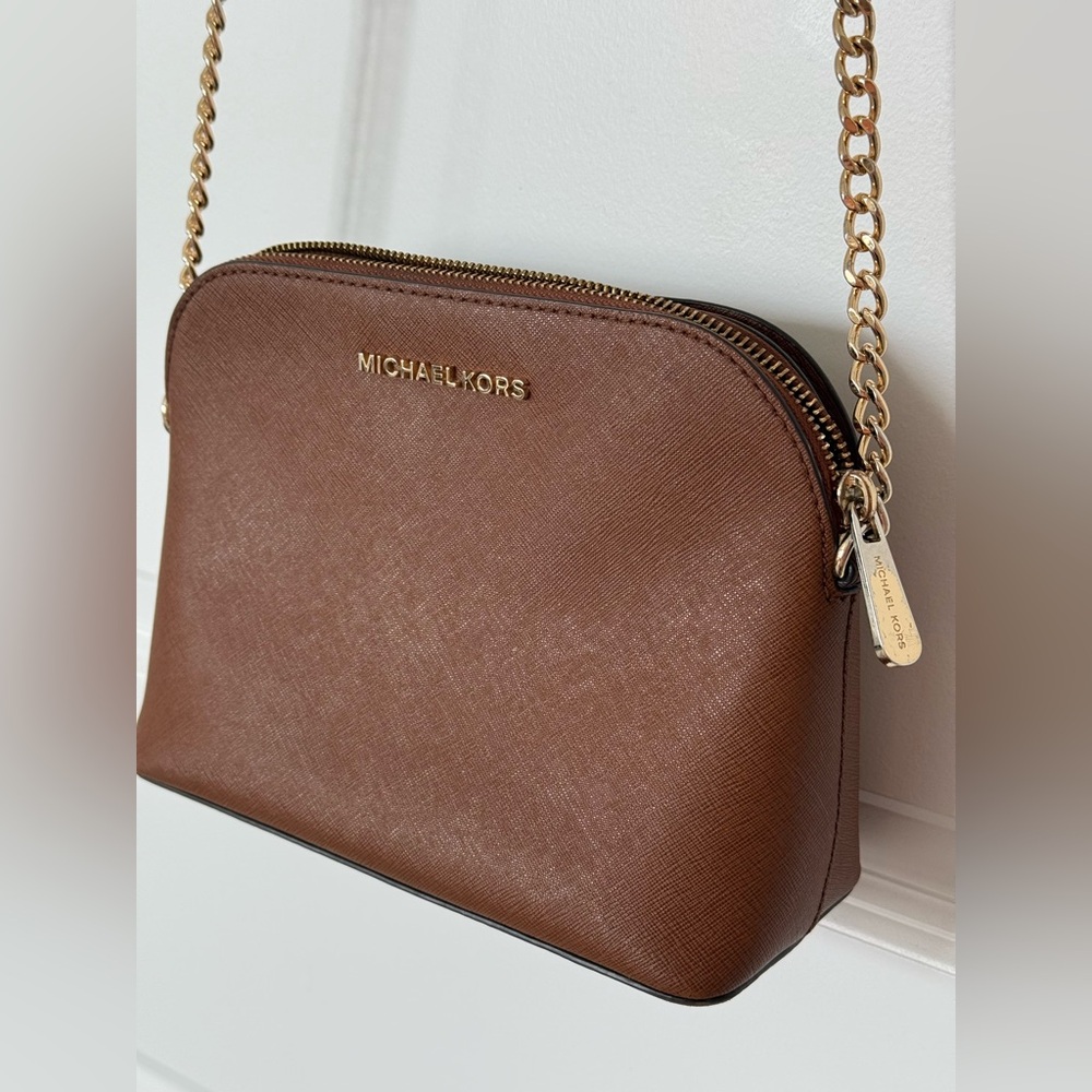 Michael Kors Chestnut Crossbody Bag with Gold Chain